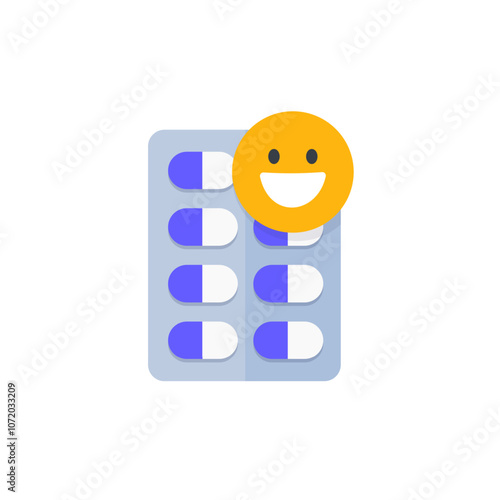 antidepressant pills icon on white, flat design