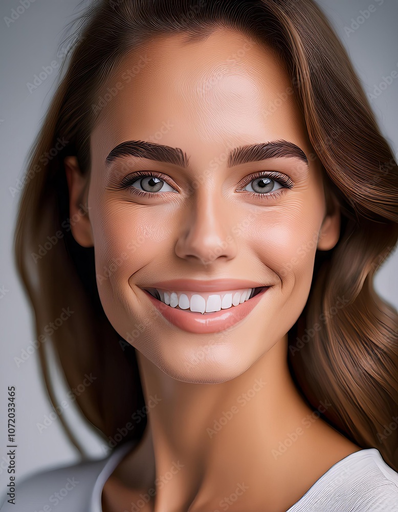 Close-up of a young woman’s face with a genuine smile, showing minimal makeup, smooth skin, and a natural glow, celebrating authentic beauty and confidence Close-up of a young woman’s face with a genuine smile, showing minimal makeup, smooth skin, and a natural glow, celebrating authentic beauty and confidence
