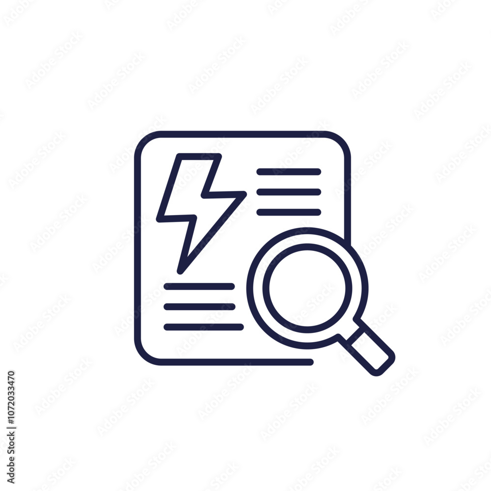 Energy audit line icon, electrical power inspection vector Energy audit line icon, electrical power inspection vector