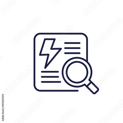 Energy audit line icon, electrical power inspection vector