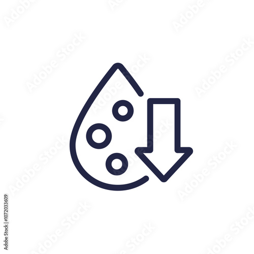lower cholesterol in blood line icon with a drop
