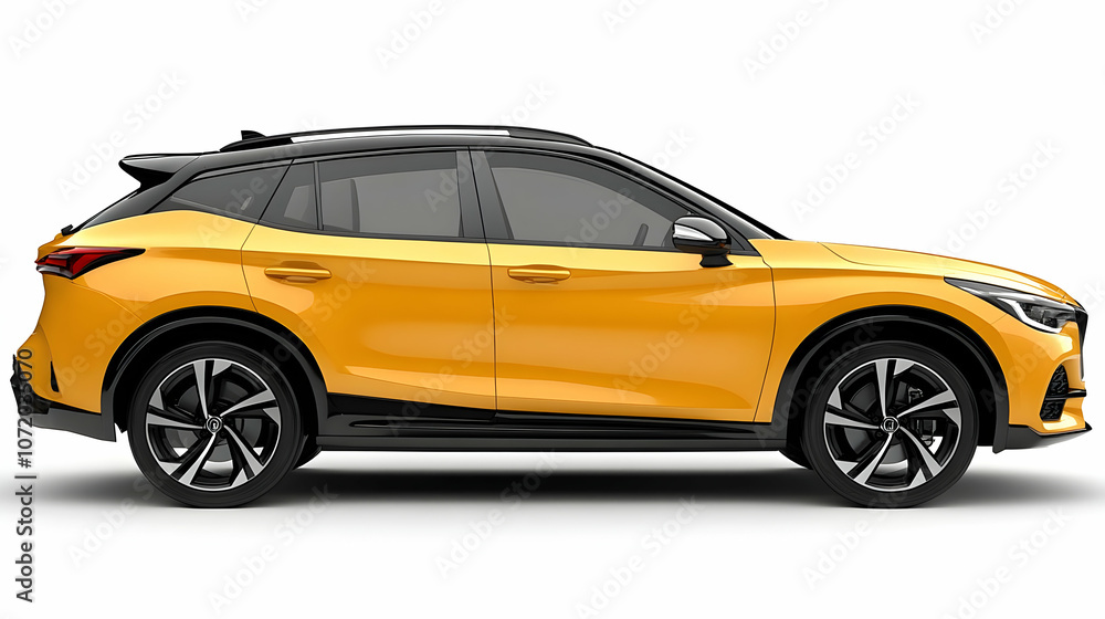 Naklejka premium Side View of a Yellow Crossover SUV with Black Trim and Alloy Wheels