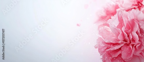 A bunch of pink flowers with water droplets on them