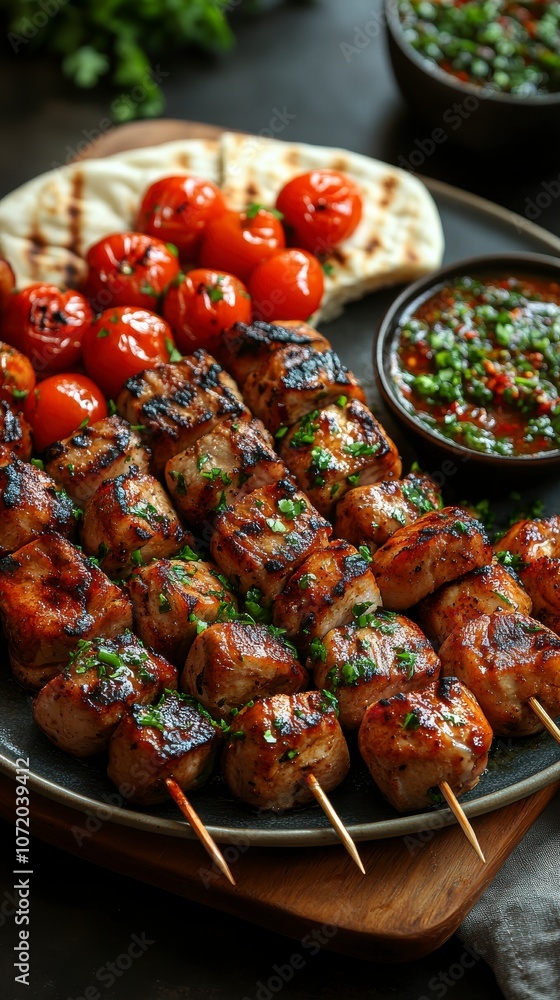Grilled Chicken Skewers with Roasted Tomatoes Grilled Chicken Skewers with Roasted Tomatoes