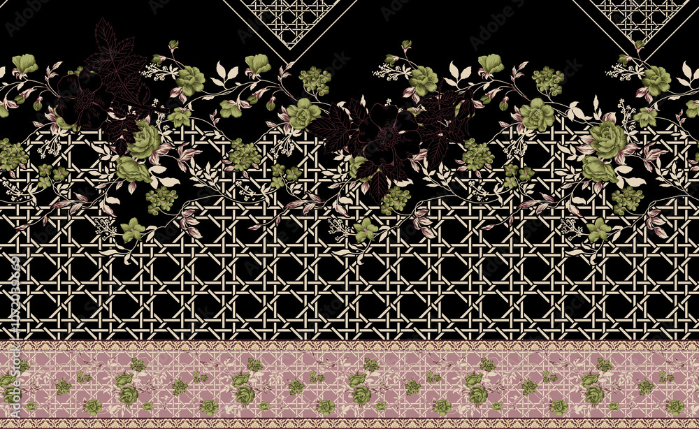 seamless beautiful wallpaper cards border design floral leaf vintage ornament Victorian geometric ethnic print paisley pattern