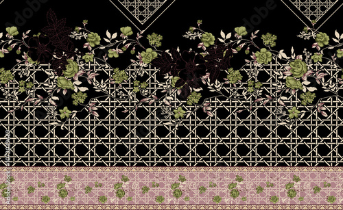 Obraz na płótnie seamless beautiful wallpaper cards border design floral leaf vintage ornament Victorian geometric ethnic print paisley pattern w salonie