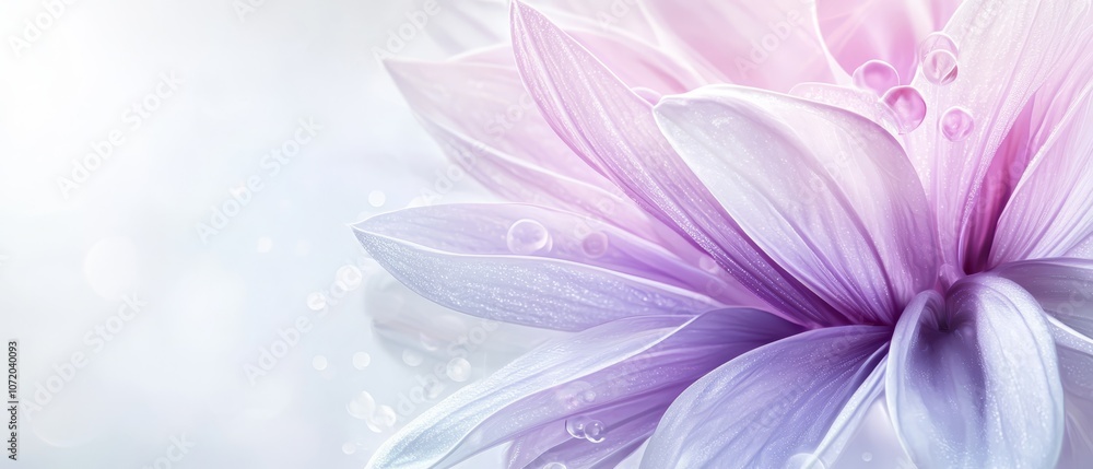 A close up of a purple flower with water droplets A close up of a purple flower with water droplets