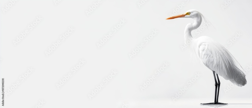 Obraz premium A white bird with a long beak standing on a reflective surface