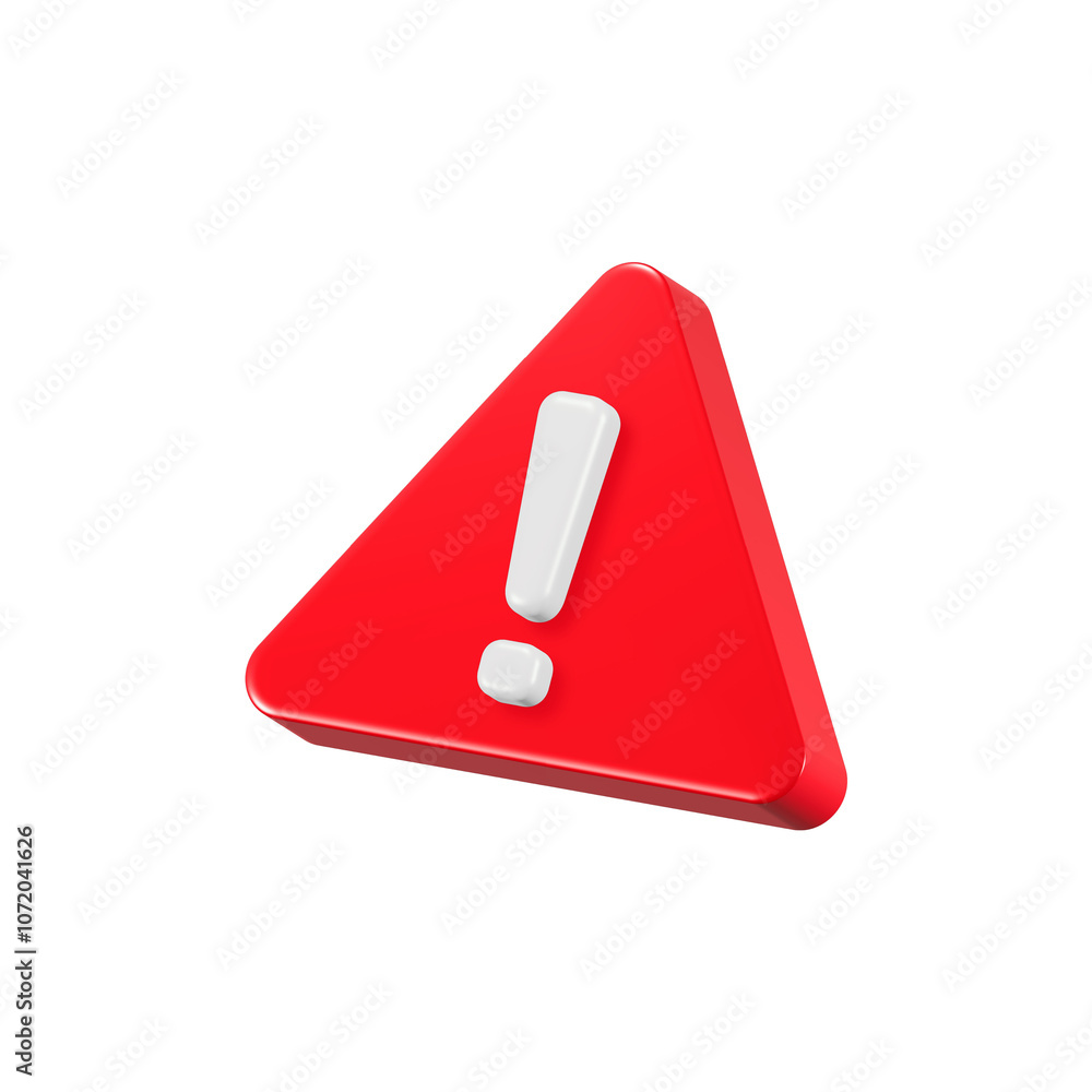 red warning sign with triangle 3d symbol icon rendering red warning sign with triangle 3d symbol icon rendering