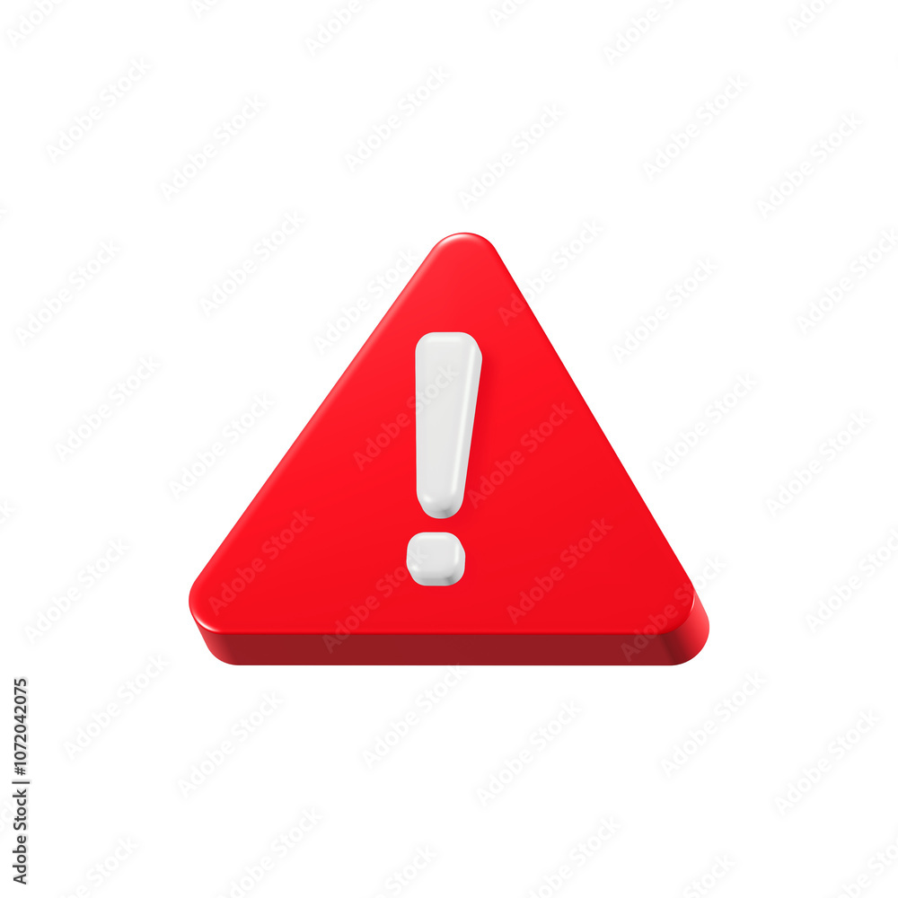 red warning sign with triangle 3d symbol icon rendering red warning sign with triangle 3d symbol icon rendering