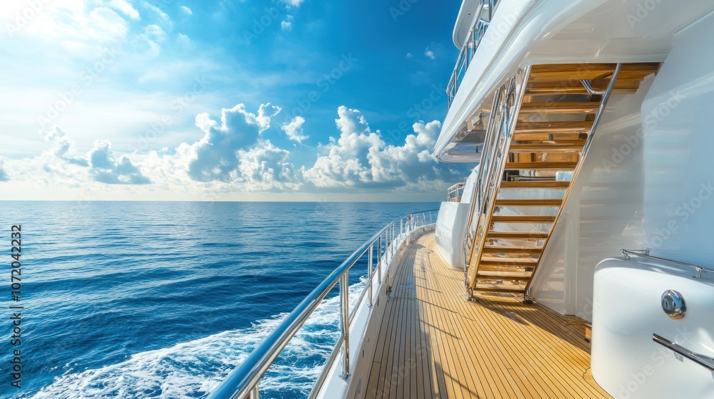 Fototapeta premium Luxury Yacht Sailing on Calm Ocean Waters