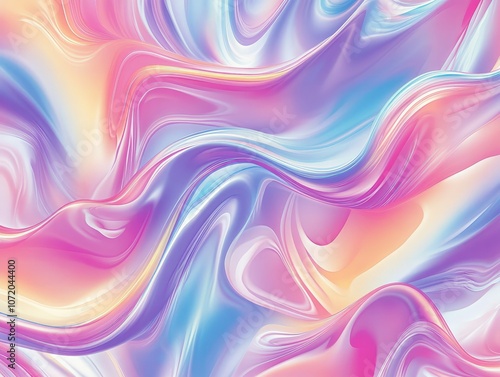 Wallpaper Mural A vibrant holographic seamless pattern with swirling abstract shapes, featuring soft Torontodigital.ca