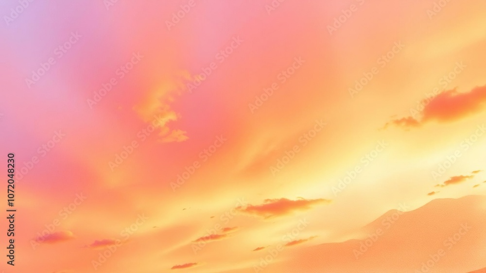 Obraz premium Abstract watercolor background depicting a vibrant sunset sky in shades of orange and purple, orange, sunset sky