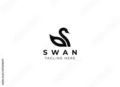 Fototapeta Naklejka Na Ścianę i Meble -  Beauty swan logo design. Simple swan logo design vector illustration