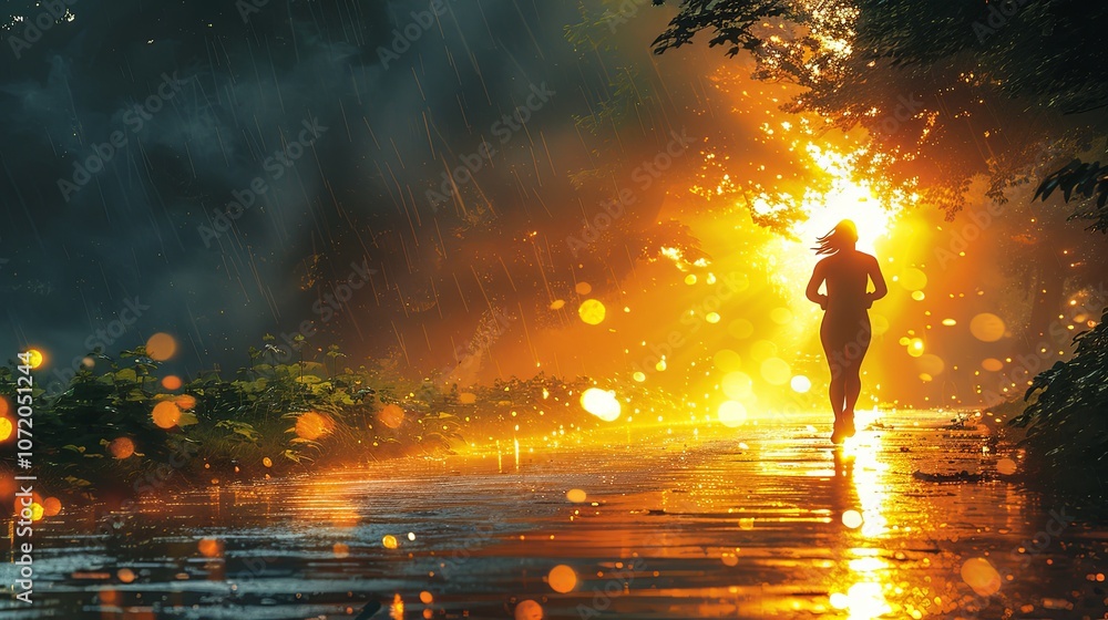 A person jogging through a green park, early morning sunlight, health and fitness lifestyle, promoting wellness and outdoor activity, vibrant and fresh atmosphere A person jogging through a green park, early morning sunlight, health and fitness lifestyle, promoting wellness and outdoor activity, vibrant and fresh atmosphere