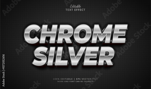 Silver Chrome Editable Text Effect Style 3d Luxury Silver