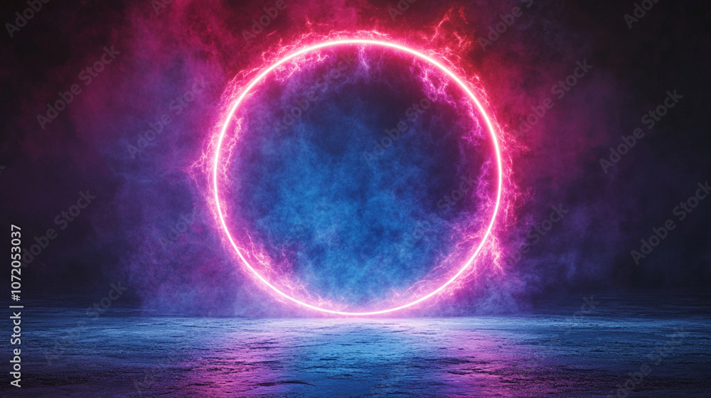 captivating abstract background featuring a neon-lit circle glowing vibrantly against a dark backdrop. The vivid colors and luminescent design evoke futuristic themes and symbolize infinity and innova captivating abstract background featuring a neon-lit circle glowing vibrantly against a dark backdrop. The vivid colors and luminescent design evoke futuristic themes and symbolize infinity and innova