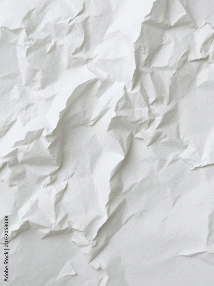 A close-up shot of crumpled white paper with visible wrinkles and folds, creating a textured background, detail, close-up A close-up shot of crumpled white paper with visible wrinkles and folds, creating a textured background, detail, close-up