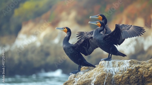 Montana de Oro State Park offers breathtaking views of the Central Coast of California. The park has a stunning beach and cormorants. photo