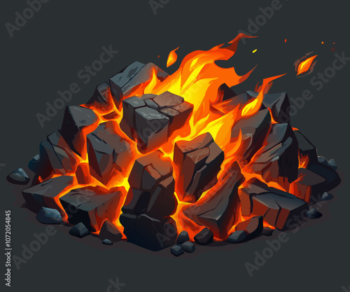 hot carbon or glowing charcoal