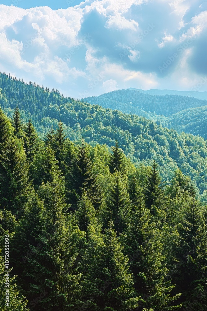 Obraz premium A dense forest filled with numerous green trees