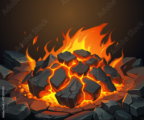 hot carbon or glowing charcoal