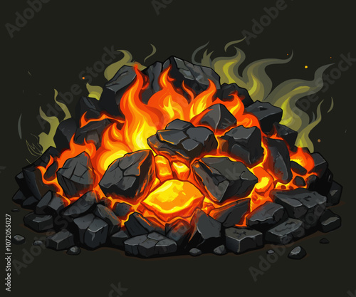 hot carbon or glowing charcoal