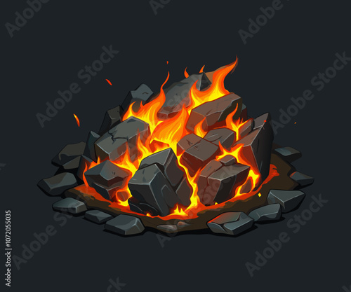 hot carbon or glowing charcoal