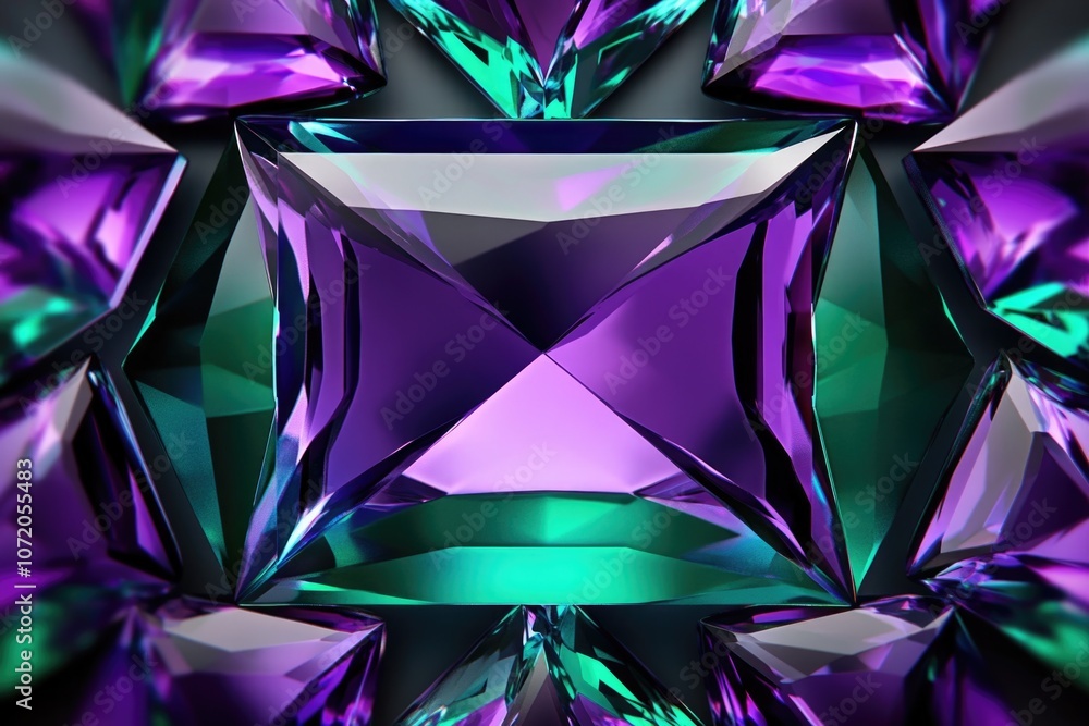A detailed view of a gemstone with a purple and green color combination A detailed view of a gemstone with a purple and green color combination