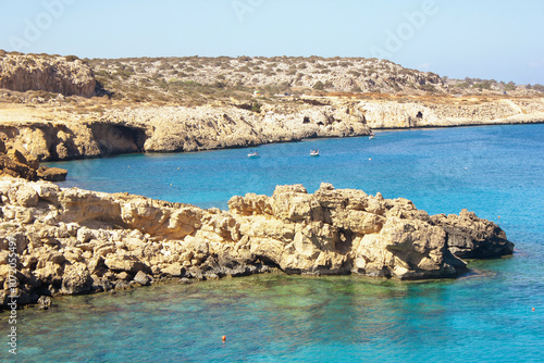 Beautiful natural formations and turquoise sea near the Capo Creco in Cyprus.