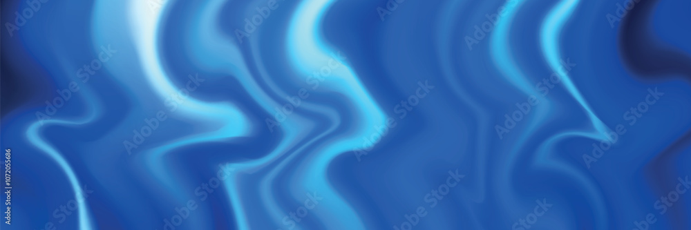 Obraz premium Abstract blue white luxury fabric wave background with copy space. Smooth liquid wave. Elegant shiny silk satin texture. Suit for wallpaper, cover, header, desktop, web, flyer.