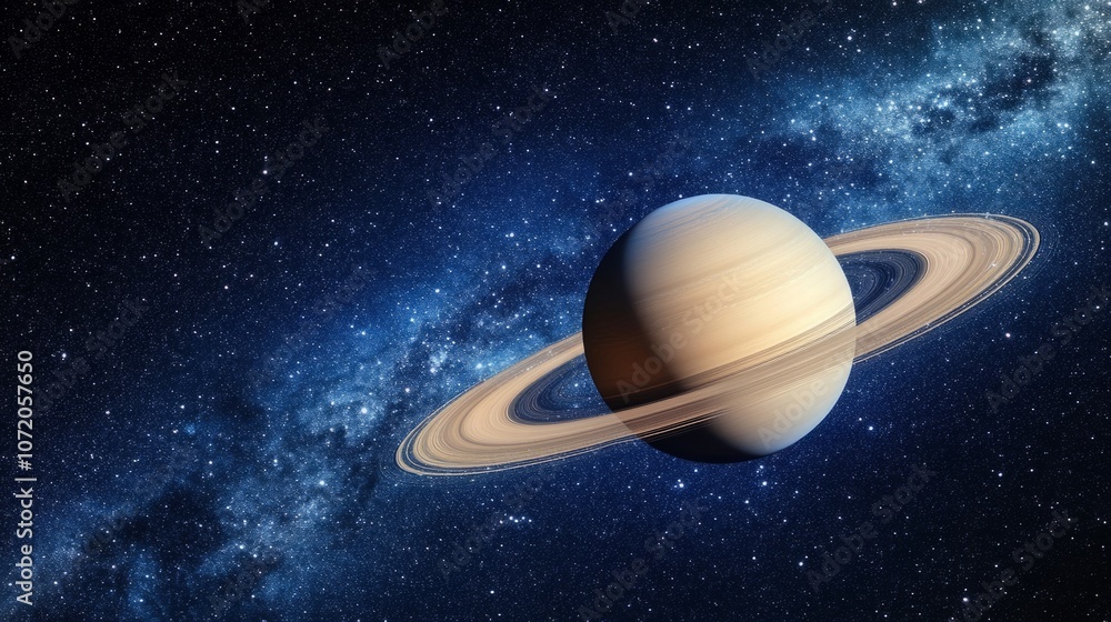 Fototapeta premium Close-up of glowing planet disk floating in space, serene beauty of the universe with ample copy space for text or design.