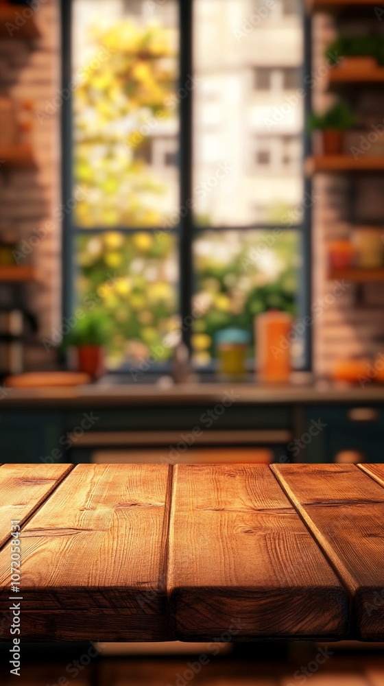 Rustic wooden table in foreground, with blurred window view of autumn foliage beyond. Cozy interior setting suggests warmth and comfort of home on a fall day. Rustic wooden table in foreground, with blurred window view of autumn foliage beyond. Cozy interior setting suggests warmth and comfort of home on a fall day.
