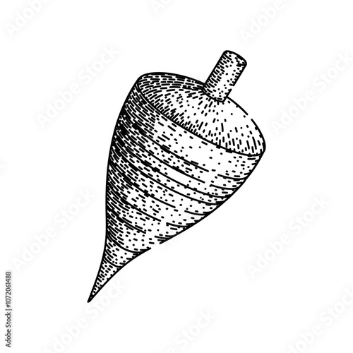 physics spinning top hand drawn. motion axis, momentum friction, inertia angular physics spinning top vector sketch. isolated black illustration