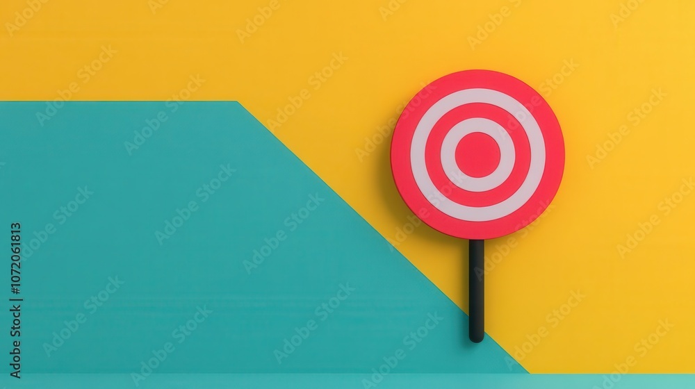 A colorful target symbol on a vibrant background, showcasing a modern and minimalist design featuring contrasting colors. A colorful target symbol on a vibrant background, showcasing a modern and minimalist design featuring contrasting colors.