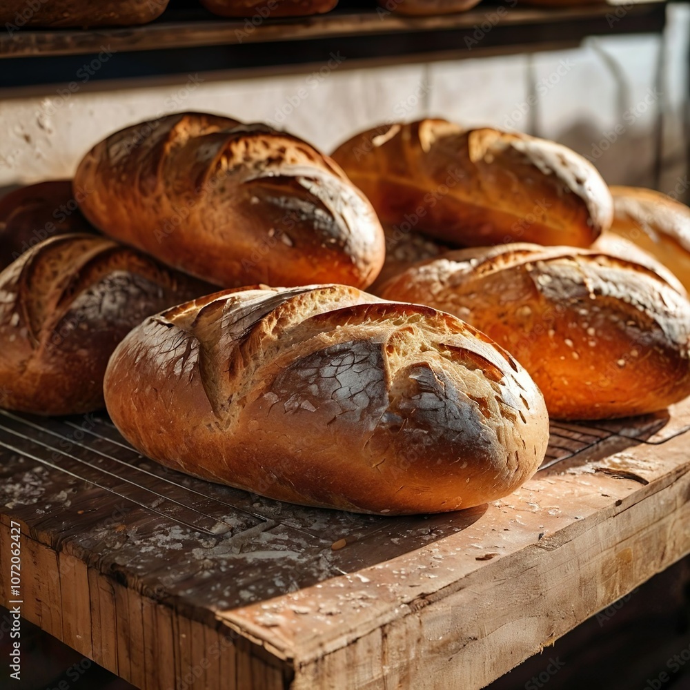 Many fresh crusty buns in a bakery. Bread industry. Culinary factory. Bakery products in the bakehouse. Many fresh crusty buns in a bakery. Bread industry. Culinary factory. Bakery products in the bakehouse.