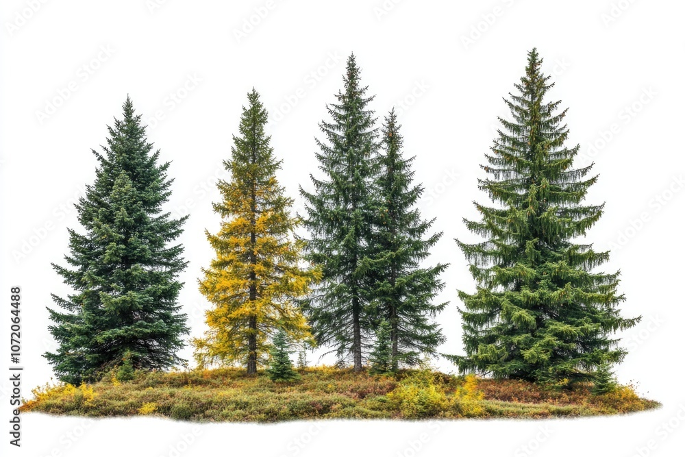 Fototapeta premium A cluster of trees surrounded by lush green grass, perfect for nature and outdoor scenes