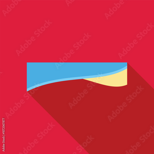 Free Download Rectangular blue sticker peeling from red background casting a long shadow, simple and minimalist design - GFXLoad