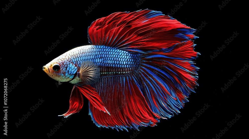 Vibrant Betta Fish Against Black Background Vibrant Betta Fish Against Black Background