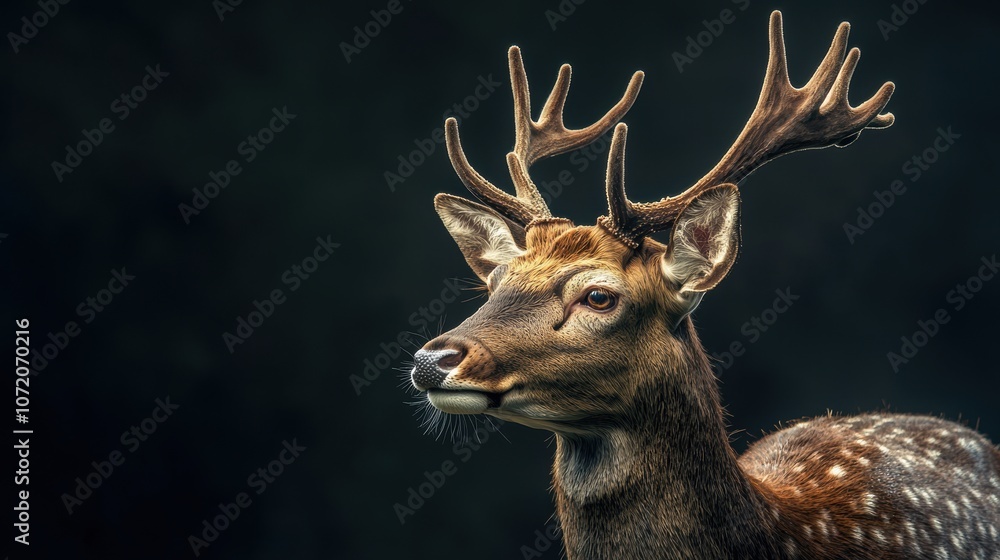 Naklejka premium Realistic Deer Portrait with Natural Lighting