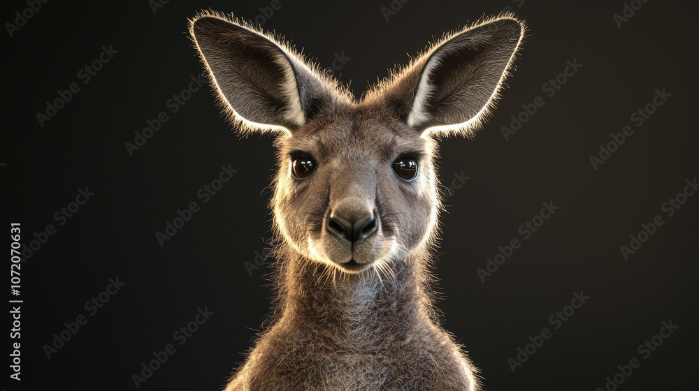Fototapeta premium Realistic Kangaroo Portrait on Dark Background