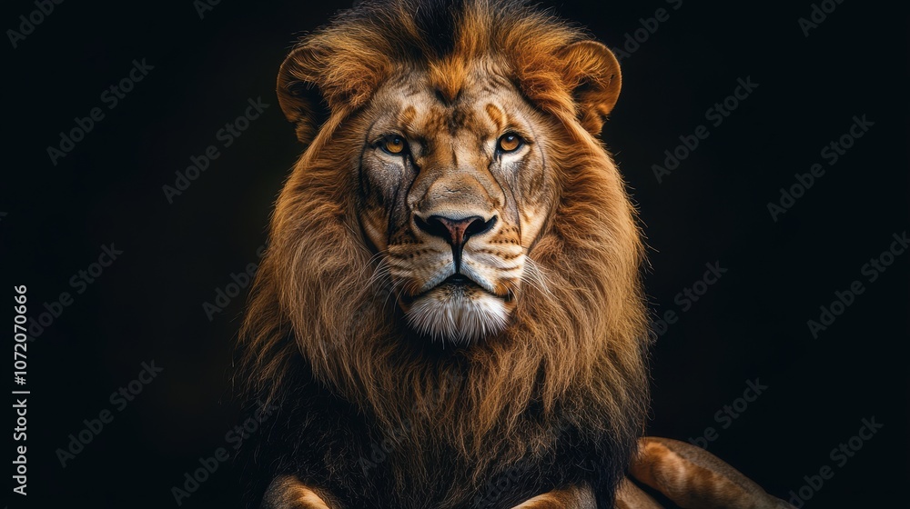 Fototapeta premium Realistic Lion Portrait with Dramatic Lighting
