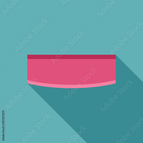 Pink inflatable mattress is floating on turquoise water surface