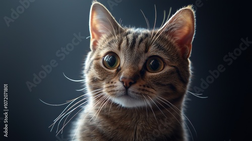 Realistic Cat Portrait with Dramatic Lighting