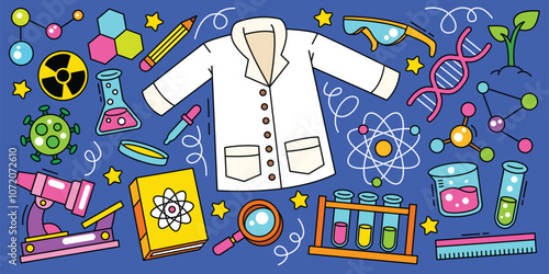 Hand drawn science and chemistry element set collection