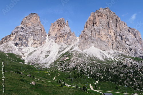 Gruppo del Sassolungo, cime famose in tutto il mondo, nel centro delle Dolomiti. Italia