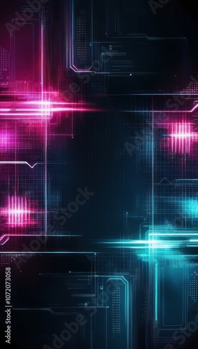 Futuristic, Abstract line neon Digital sci-fi background. Network Tech Wallpaper. Copy space template circuit board backdrop
