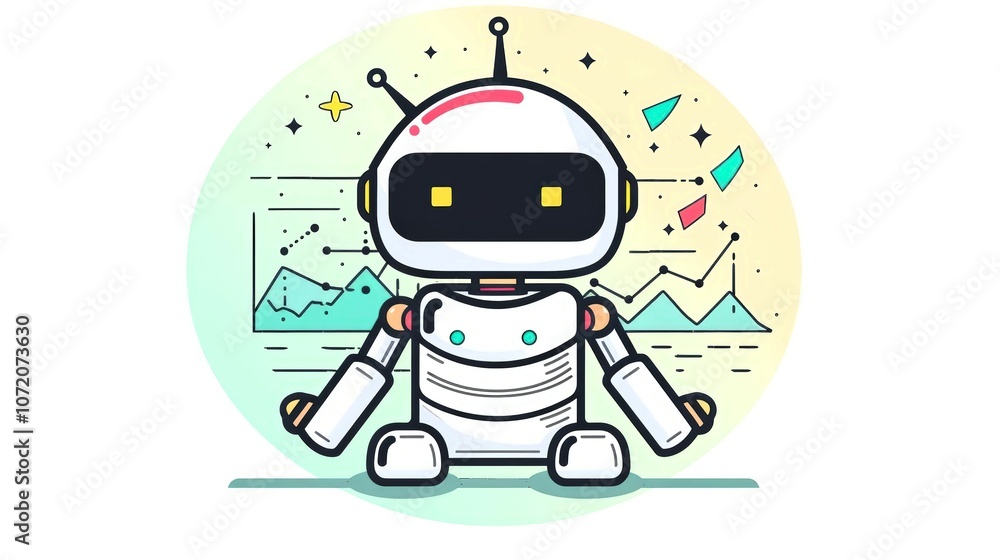 Obraz premium A cute cartoon of a robot managing finance and investment portfolios