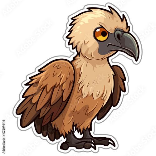 Cartoon sticker of Griffon vulture