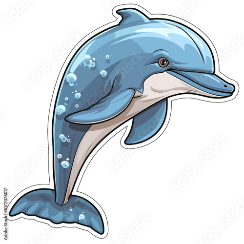 Bottlenose Dolphin Cartoon sticker illustration